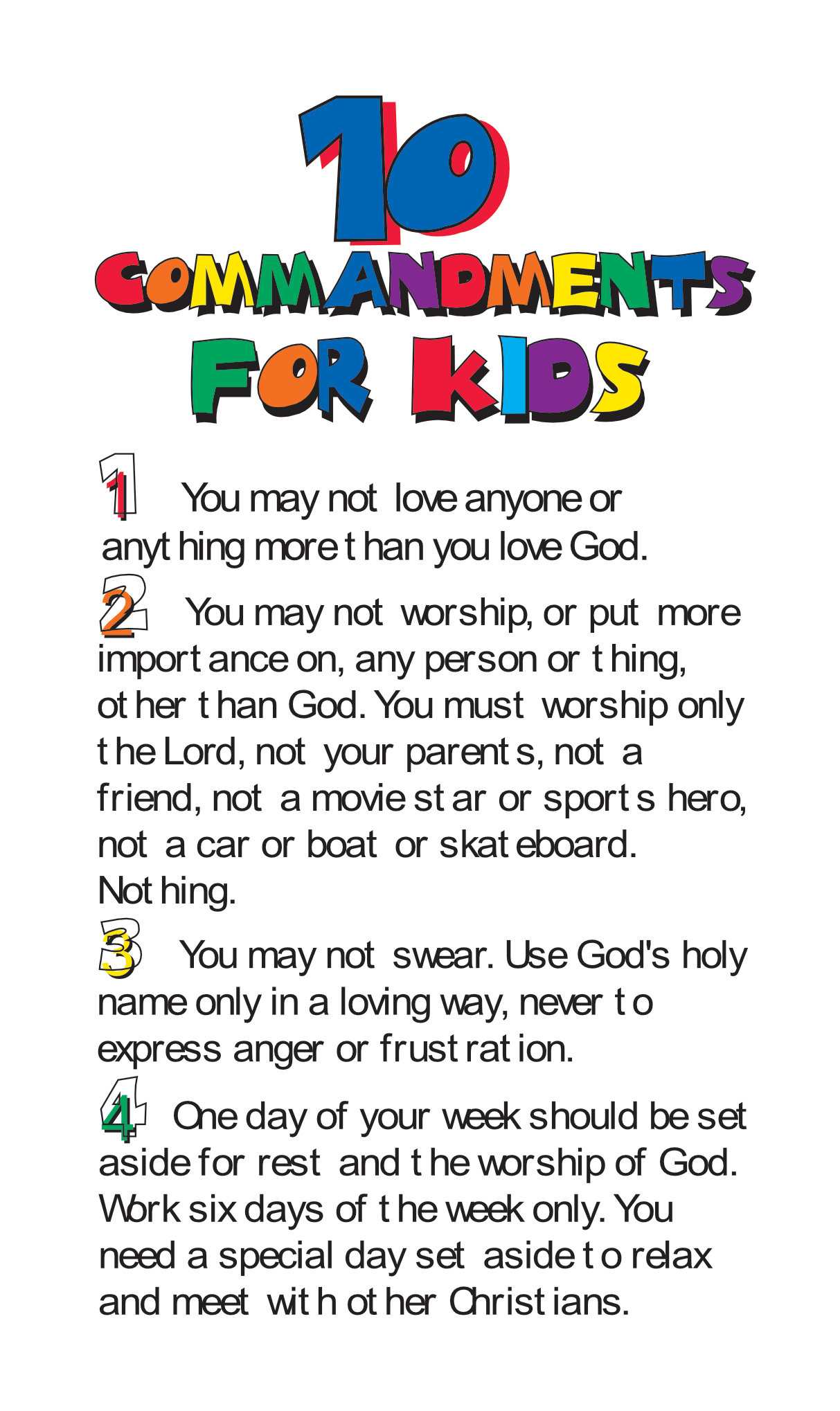 For 10 kids commandments The Ten