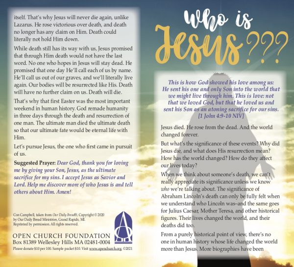 Who is Jesus [ODB} tract - front side